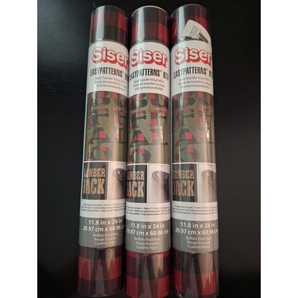 3 Siser Easypatterns HTV Heat Transfer Vinyl Buffalo Plaid Red Patterns NEW - Picture 2 of 4